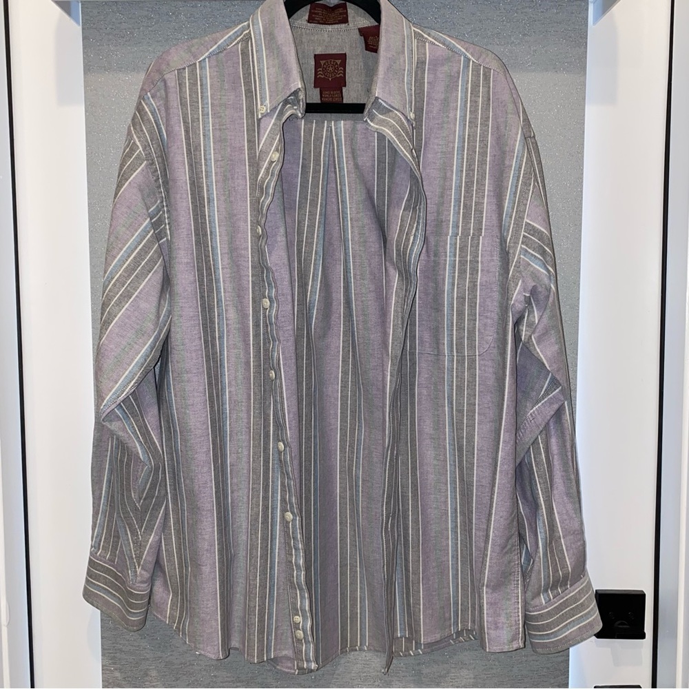 Haggar Casuals Long Sleeve Dress Shirt Size Large